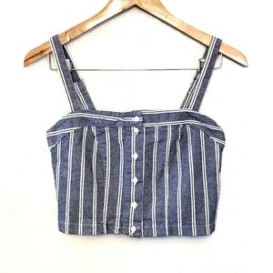 Brandy Melville Blue White Pin Striped Crop Top